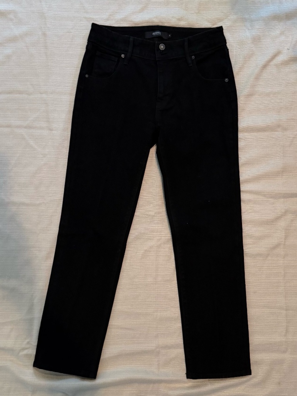 Hudson Jeans Black Double Button Signature Flap Pocket Straight Leg Denim